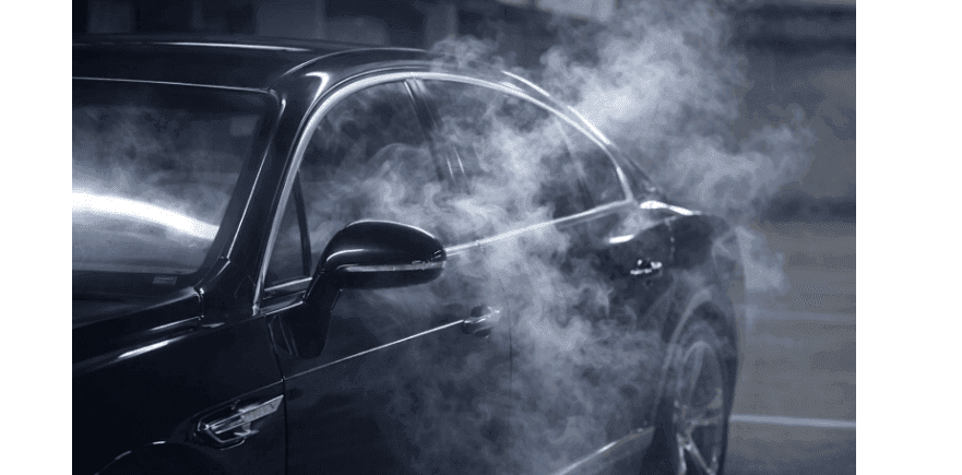 car interior filled with smoke showing cigarette smell trapped inside vehicle cabin