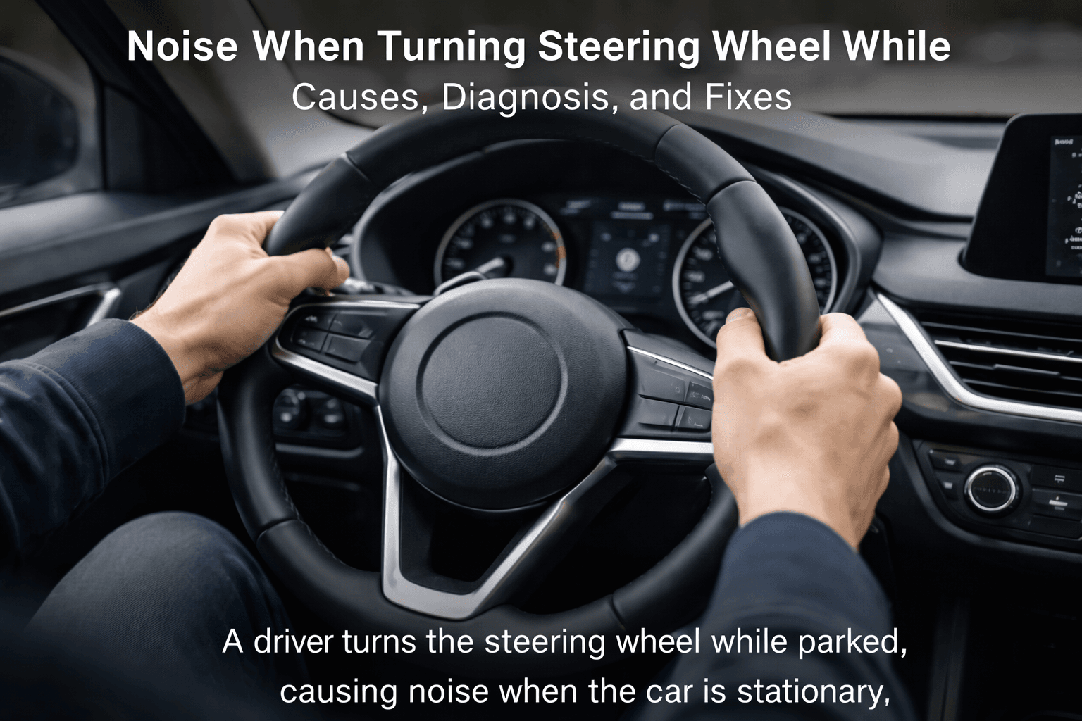 driver turning steering wheel while car is stationary showing noise issue in steering system