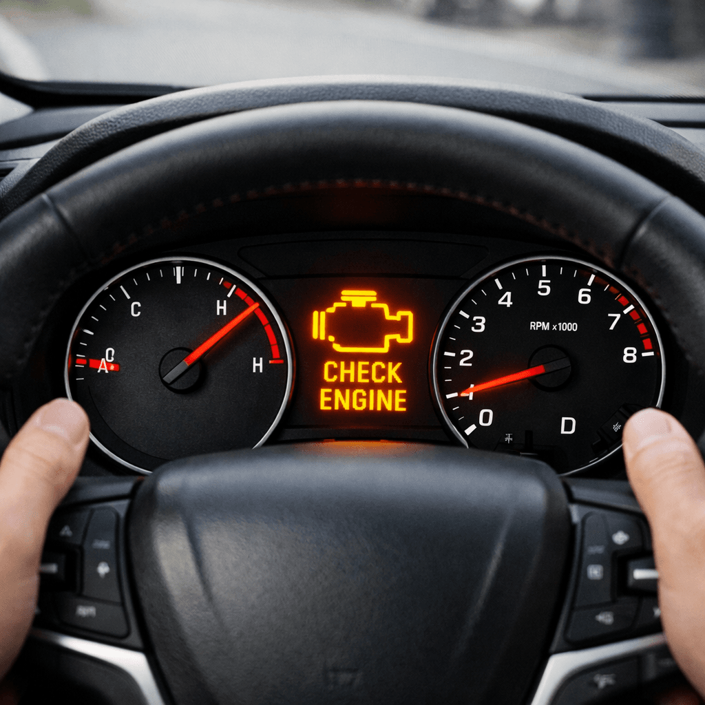flashing check engine light meaning on car dashboard warning