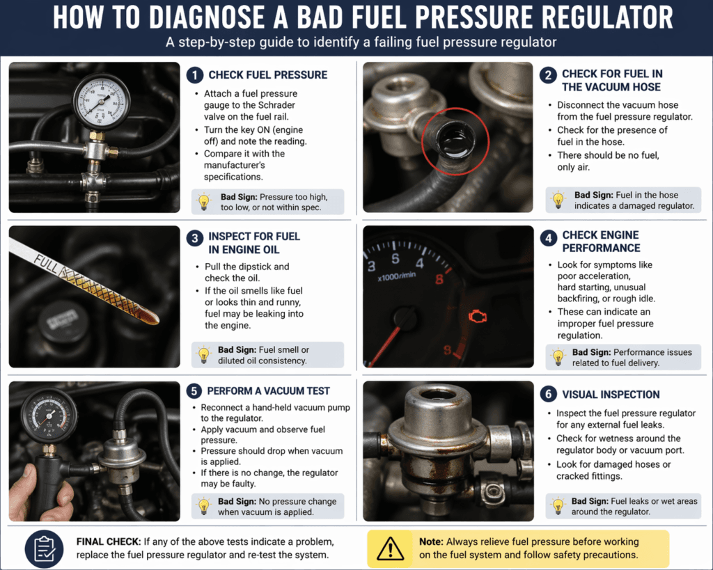 how to diagnose a bad fuel pressure regulator step by step guide with fuel pressure test and vacuum hose inspection